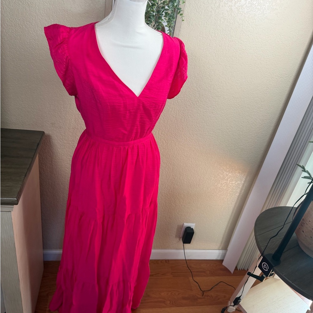Express Hot Pink Midi Dress